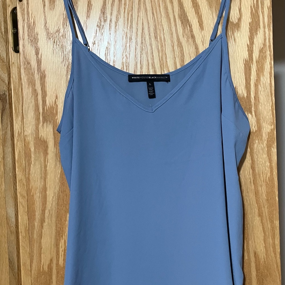 WHBM  Blue Sheer Blouse with Cut-Out Details - Picture 2 of 12
